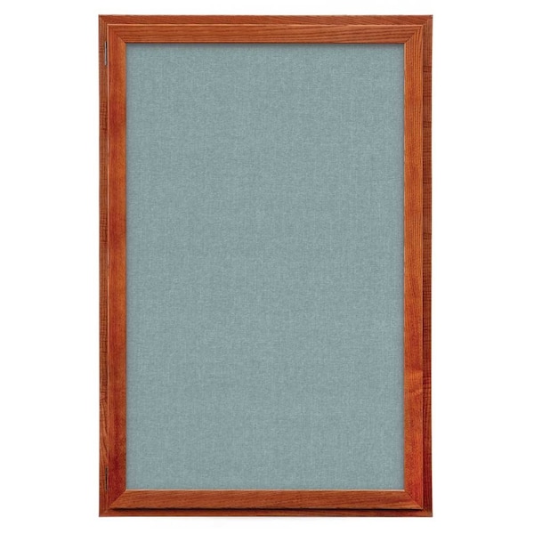 Indoor Enclosed Combo Board, 72"x36", Satin Frame/Grey & Cobalt